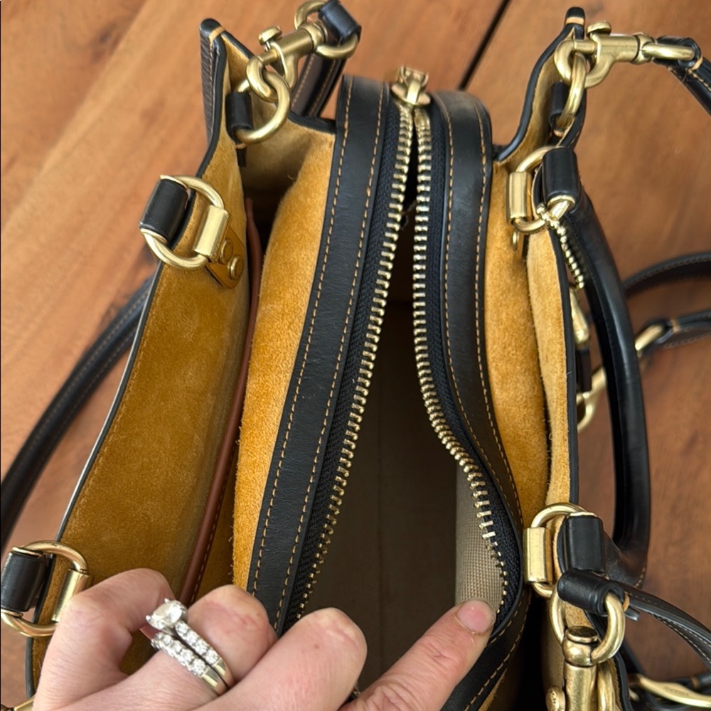 Coach Rogue 25 Black and Gold Satchel - Picture 2 of 13